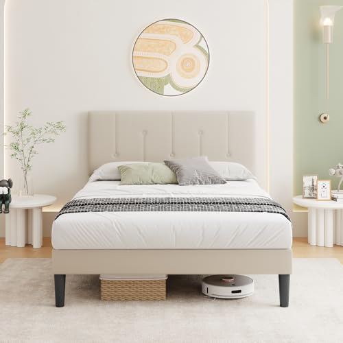 Vesgantti Linen 4FT Small Double Bed Frame with Adjustable Headboard