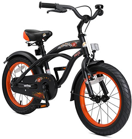 BIKESTAR Kinderfahrrad für Jungen ab 4-5 Jahre | 16 Zoll Kinderrad Cruiser | Fahrrad für Kinder Schwarz (matt) | Risikofrei Testen
