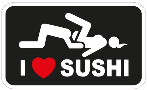 INDIGOS UG Sticker - JDM - Die Cut - I Love Sushi Adult Divertente Adesivo per paraurti Auto 127 mm x 76 mm