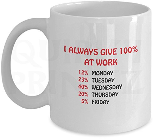 Novelty I Always Give 100% At Work Funny Gift Slogan Mug SK56