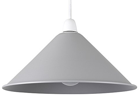 MiniSun | Retro Style Coolie Tapered Metal Ceiling Light Shade in a Gloss Grey Finish | Pendant Lights, Home Décor & Improvement Essential | 30cm Shade Width