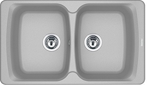 Franke 114.0498.073 Fregadero de Cocina de Granito con un Cuenco Doble, Piedra Gris, Large, Set de 4 Piezas