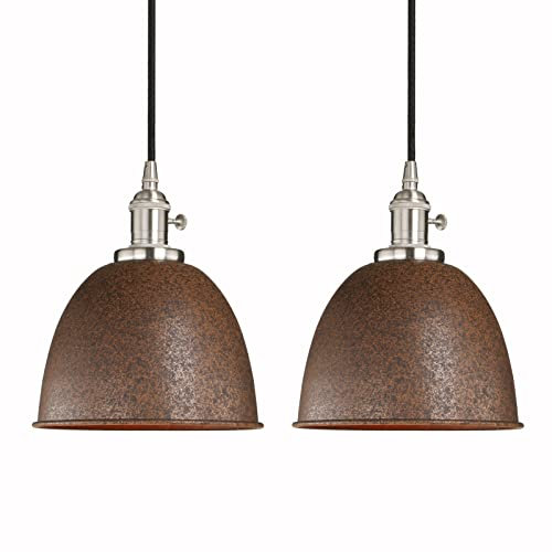 Phansthy 2 Stücke Pendelleuchten Hängelampen Hängeleuchte innen Modernes Deckenhalbkreis mit Metall-Schirm Pendelleuchte Hängeleuchte Vintage Loft-Pendelleuchte im Landstil (Nachahmung Rost)