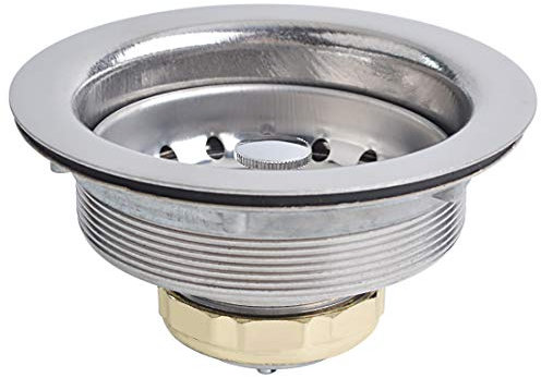 Hydro Master Kitchen Sink Basket Strainer Standard Drains(3-1/2 Inch)，Durable Stainless Steel with Rubber Stopper for Kitchen Sinks