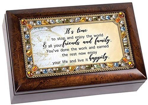 Cottage Garden Time to Enjoy The World Spieluhr, bernsteinfarben, mit Schmucksteinen, kleine Spieluhr