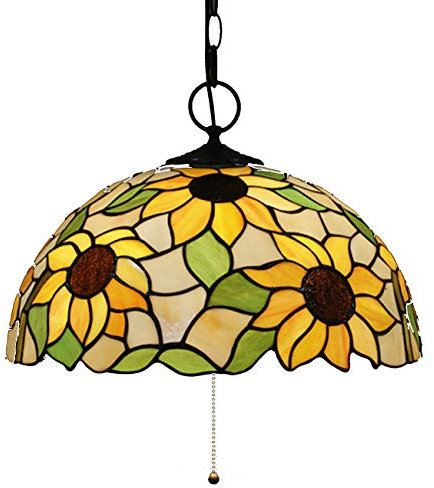 Yjmgrowing Deckenpendelleuchte für Esszimmer 16 pastoralen Tiffany-Stil Glasmalerei Flur Kunst Kronleuchter für Bar Cafe hängen Beleuchtung, 110 V-240 V, E27,E