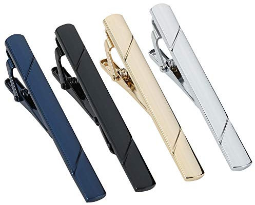 FANCYLEO EU 4 Color Tie Clips Men's Tie Accessories Mens Tie Clip Classic Present Set Necktie Ties Bar Pinch Clips Business Tie for Men
