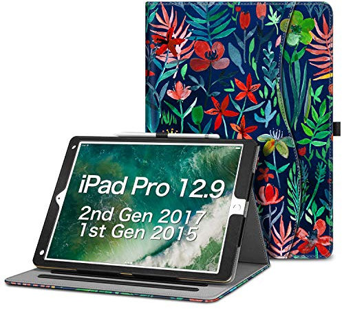 Fintie Funda multiángulo, iPad Pro 2017/2015 de 12.9 Pulgadas (Modelo Antiguo) de 1ª y 2ª generación, protección de Esquinas, Funda con Soporte para lápices y Bolsillo, Encendido y Apagado automático