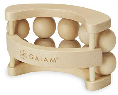 Gaiam Relax Massage Ball Roller - Handheld Wooden Total Body Massager for Back, Neck, Foot, Calf, Leg, Arm | Deep Tissue Massager Relief for Sore Muscles