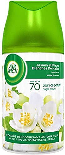 Airwick Desodorisant Maison Recharge Diffuseur Freshmatic Max Parfum Jasmin et Fleurs Blanches Délicates - 250 ml