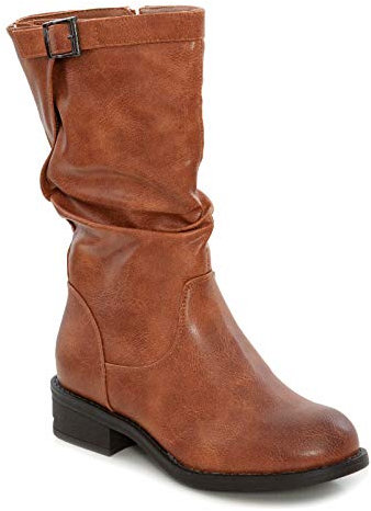 Toocool - Scarpe Donna Stivali Biker Motociclista Ecopelle Casual Fibbia LO-991 [38,Camel]