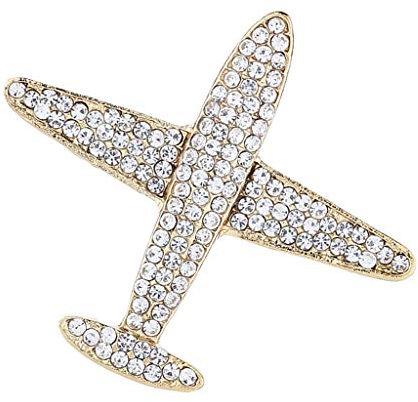 Sharplace Sicherheitsnadel Flugzeug- Anstecknadel Brosche Button Anstecker Trachtenbrosche mit Strass, Geschenk für Herren, Gold