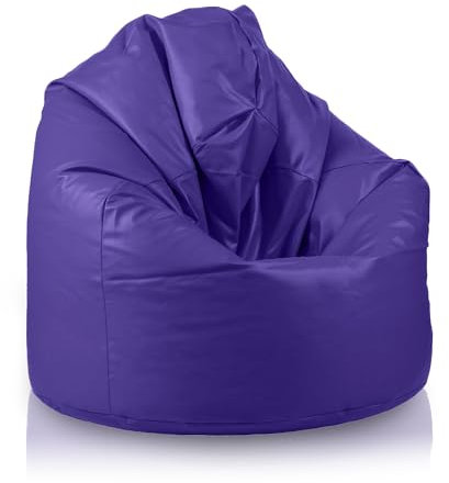 Bepouf - Pouf a Sacco Baby 55Øx95H cm 150L 100% Ecopelle Viola Imbottito, Puffo per Sedersi Bambini - Pouf Poltrona Salotto e Camera da Letto Comodo e Lavabile, Poltrona Sacco Anallergica Impermeabile