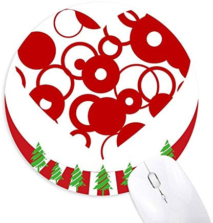 Rote Valentinstag Herz Ring Rund Gummi Maus Pad Weihnachtsdekoration