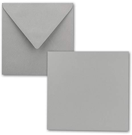 Quadratisches Einzelkarten-Set - 15 x 15 cm - mit Brief-Umschlägen - Hellgrau - 25 Stück - für Grußkarten & mehr - FarbenFroh by GUSTAV NEUSER