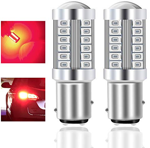 Teguangmei 1157 BAY15D P21/5W Car LED Bulbs Red 900LM Ultra Bright 5730 33-SMD LED Reversing Brake Tail Stop Rear Fog Lamps Position Tail Light 12-30V 3.6W- 2Pcs