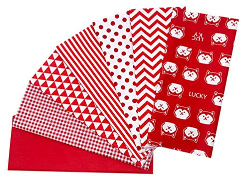 PRETYZOOM 7 Stück Baumwollstoff Meterware Weihnachten Rot Weiß Stoffpakete Patchwork Baumwolle Stoffetuch DIY Nähen Quilten Stoff Patchwork Quiltstoffe für Scrapbooking Handwerk 50x45 cm