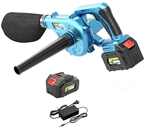 ACXZ Handheld Leaf Blower and Vacuum Cleaner, 2 in 1 Cordless Variable Speed Garden Sweeper Blower with Battery and Charger, 21V Lithium Battery, for Courtyard/Driveway/Deck/Porch, Blue