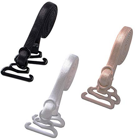 JUHONNZ BH Träger,3 Stück Unsichtbare BH-Schultergurte Verstellbarer Durchsichtige BH Verschluss Verlängerung Ersatz für Damen Frauen Schwarz Weiß und Beige