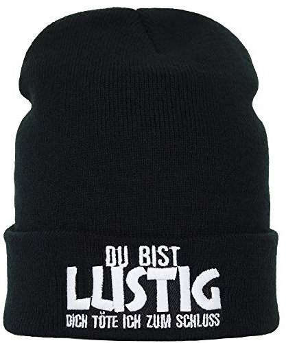EXPRESS-STICKEREI Haube mit Spruch Du bist lustig, Dich töte ich zum Schluss - Warme Wintermütze mit Spruch - Lustige Strickmütze - Beanie für Damen und Herren - Unisex Wollmütze Heavy Metal