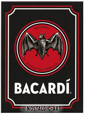Nostalgic-Art Retro Kühlschrank-Magnet, 6 x 8 cm, Bacardi – Logo Black – Geschenk-Idee als Bar-Zubehör, aus Metall, Vintage Design