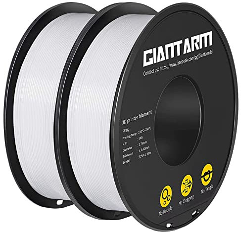 GIANTARM PETG Filament 1.75 mm, 3D-Drucker PETG Filament 2 kg, Maßgenauigkeit +/-0.03mm, PETG Weiß