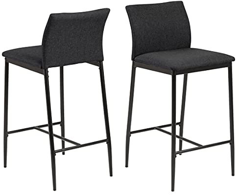 AC Design Furniture Devin Barhocker, H: 90,5 x B: 41 x T: 48,5 cm, Grau, Stoff/Metall, 2 STK.