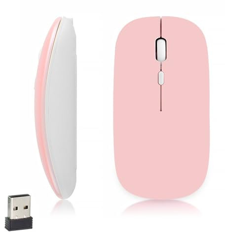 iSTYLE Ratón Inalámbrico Bluetooth, Seguimiento Óptico con 1600 dpi, 3 Botones, Bluetooth 5.2, Mini Ratón Silencioso Compatible con Mac, PC, Macbook, iPad, Android (Requiere batería AA)(Rosa)