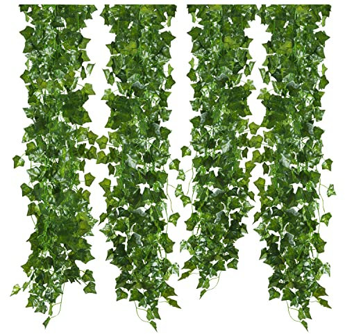 Blumtal Edera Finta per Balconi, Edera Artificiale Super-Realistica Foglie Verdi, Piante Finte, 227cm x 14cm, Set da 12 Pezzi