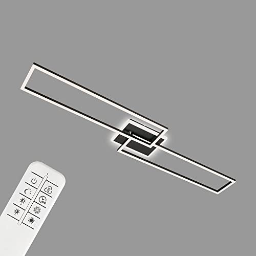 Briloner Leuchten - LED Deckenleuchte, Deckenlampe dimmbar, inkl. Fernbedienung, inkl. Farbtemperatursteuerung, inkl. Nachtlichtfunktion und Timer, 40 W, Schwarz, 1100x248x80mm (LxBxH)