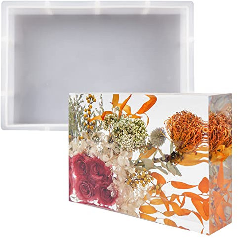 Souarts Resin Moulds Silicone Large Rectangle Epoxy Resin Moulds Silicone Geometry Shaped Silicone Moulds for Resin for Preservation of Flowers Desktop Decorations Resin Casting Mould
