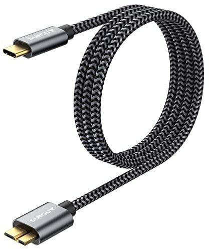 SUNGUY Câble USB C vers Micro B, USB 3.1 USB C mâle vers Micro B mâle câble pour disque dur compatible avec Toshiba, Seagate, WD,Galaxy S5 Note 3,HDD etc. (1, Gris, 1m)