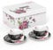 London Boutique Tea Cup and Saucer Set 2 Afternoon Tea Set New Bone China Vintage Flora Gift Box 200m (Black)