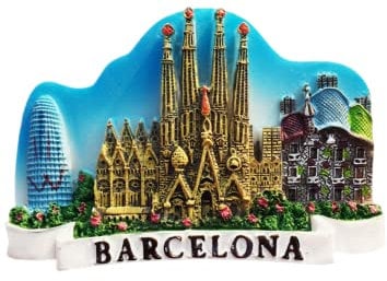 Barcelona España - Imán para nevera, recuerdo de viaje, decoración de nevera, pegatina magnética pintada a mano