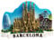 Barcelona España - Imán para nevera, recuerdo de viaje, decoración de nevera, pegatina magnética pintada a mano