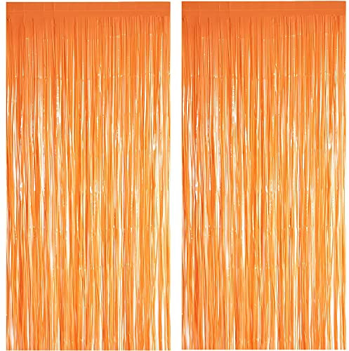 GREATRIL Foil Fringe Curtain - Party Backdrop Streamers for Fall, Thanksgiving, Birthday, Christmas, Halloween, Day of The Dead - 2 Packs