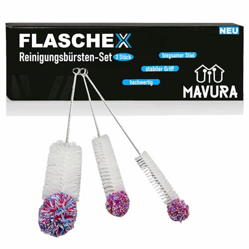 FLASCHEX Flaschenbürste Set Glas Flaschen Reiniger Glasflaschen