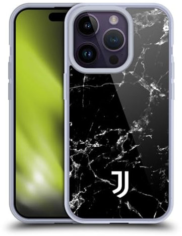 Head Case Designs Offizielle Juventus Football Club Schwarz 2 Marmor Gelhülle [Militärischer Schutzgrad] Kompatibel Mit Apple iPhone 14 Pro Und Kompatibel Mit MagSafe