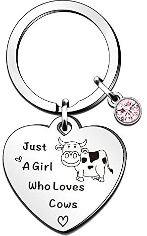 QMVMV Funny Cow Keyring Gifts Animal Lover Gift Just A Girl Who Loves Cows Cow Lover Gift for Women Girls, Who Loves Cows Keyring
