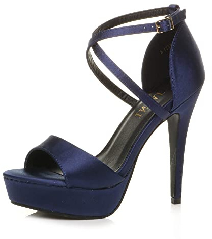AJVANI Womens ladies platform high heel peep toe cross over strappy sandals shoes size