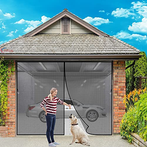 Fliegengitter Balkontür, 210x200cm Verbesserte Qualität der Fliegengitter Tür Magnet, Geeignet für Balkontür Terrassentür Kellertür Zimmertür und Schiebetür ohne Bohren - Schwarz Z