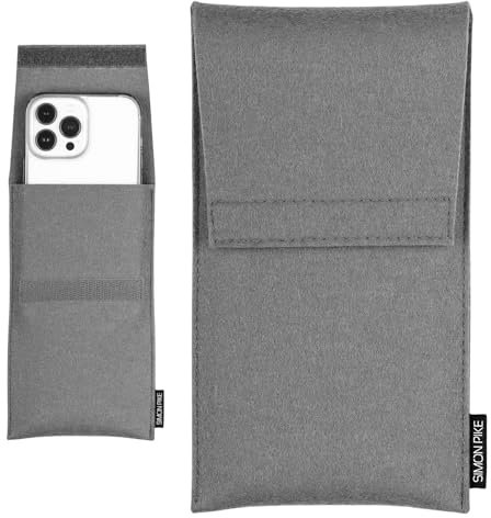 SimonPike Handyhülle passend für Apple iPhone 11 / X/XS / 11 pro/XR (Gr. G) | Sidney elefantengrau Filztasche aus Filz (echtem Wollfilz) Handy/Smartphone Tasche