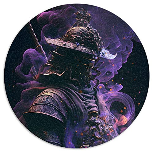 1000-teiliges rundes Puzzle Mysterious Samurai Runde Puzzles für Erwachsene und Kinder Kartonpuzzles Lernspielzeug (Größe 67,5 x 67,5 cm)