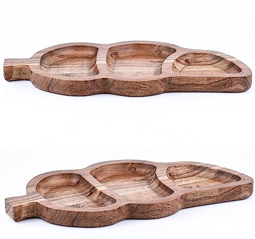 Marrakesch 2er Set Ring Schale Servierschale aus Holz 35x15cm lang | Schmuckschale für Schminktisch | Schlüsselschale Nussschale Leaf modern als Tischdeko Deko Aesthetic