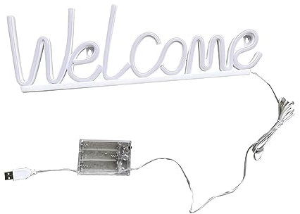 kowaku Willkommens-Neonschild, LED-Schilder, dekorative Wanddekoration, Hintergrundbeleuchtung, Nachtlicht, Neonlichtschild für Hochzeit, Spielzimmer, Fenster, Zuhause, Party, Blau