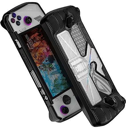 LICHIFIT Funda protectora de TPU + PC con soporte plegable para consola de juegos portátil ASUS Rog Ally con soporte trasero accesorios