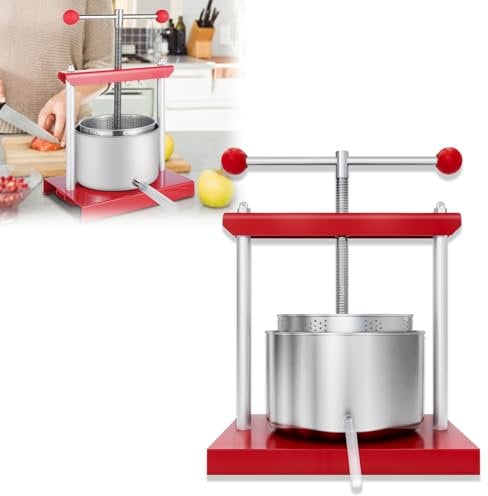 JOIEYOU Obstpresse Fruchtpresse Weinpresse 3L Edelstahl Manuell Presse Saftpresse Hausgebrauch Beerenpresse