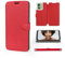 MOBIWEAR | Echt Lederhülle | Kompatibel mit Motorola Edge 40, Made in EU handyhülle, Slim Leather Case, Premium Flip Schutzhülle, Transparent TPU Silicon, Book Style, Tasche - Rotes Leder