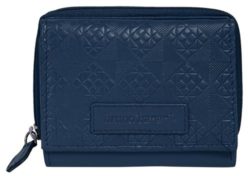 bruno banani kleine Geldbörse im Querformat Echt Leder Damen | Portemonnaie, Geldbeutel aus Rindleder, Brieftasche mit 6 Kartenfächern, Druckknopfverschluss | 022055