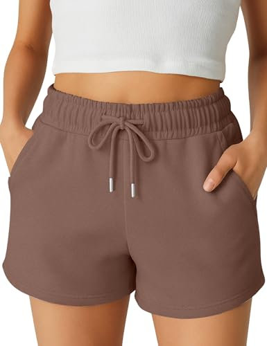 ROSS CAMP Kurze Hose Damen – Shorts Damen Sommer, Kurze Sporthose Laufshorts, Trainingshose Women Hosen Kurz Laufhose (Taupe, 2XL)